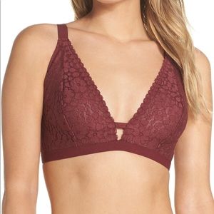 New Halogen Maroon Lace Bralette